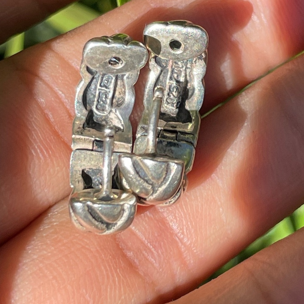 Chunky, Solid 925 Sterling Silver Braided Huggies… - image 4